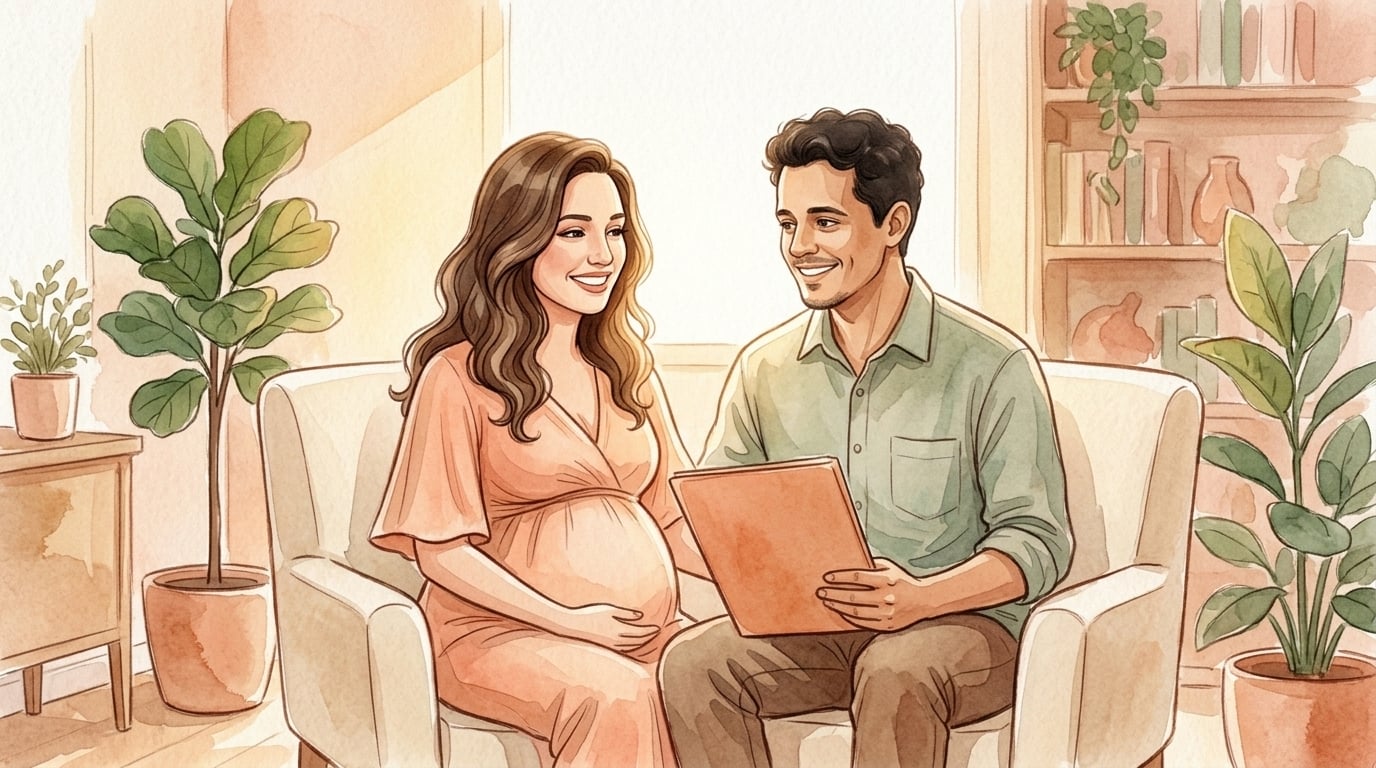Priscilla Valadares, fisioterapeuta obstétrica — Gravidez com Amor (ilustração em aquarela)