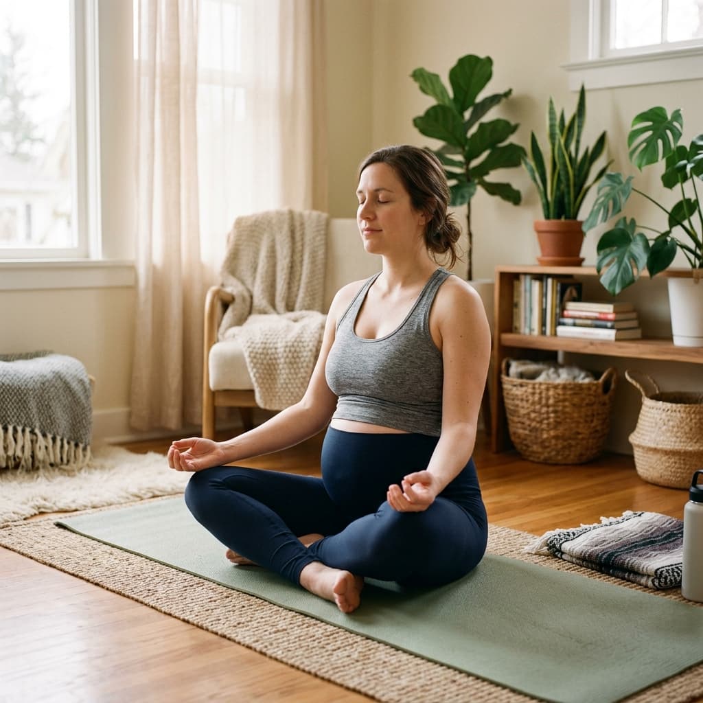 Gestante realizando exercícios de Kegel